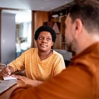 A person speaking with a lawyer